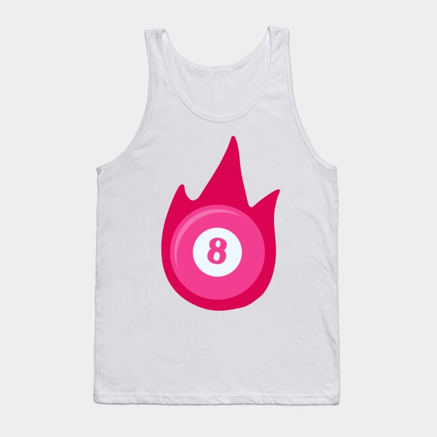 Flaming Pool Billiard Eight Ball in Pink Tank Top by groovyfolk